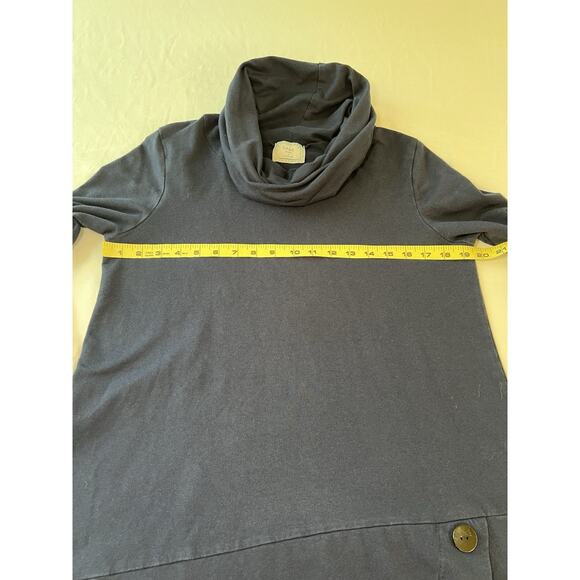 Chalet et Cici Blue Cowl Neck Ruched Tunic SZ SM Lagenlook Oversized Capsule - Picture 8 of 10